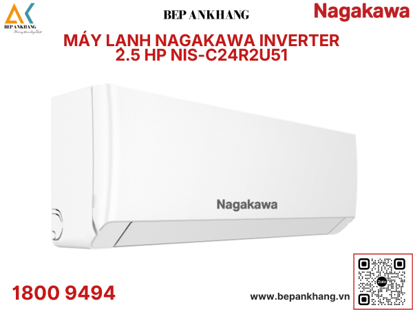 Máy lạnh treo tường Nagakawa Inverter 1 chiều 2.5HP - NIS-C24R2U51